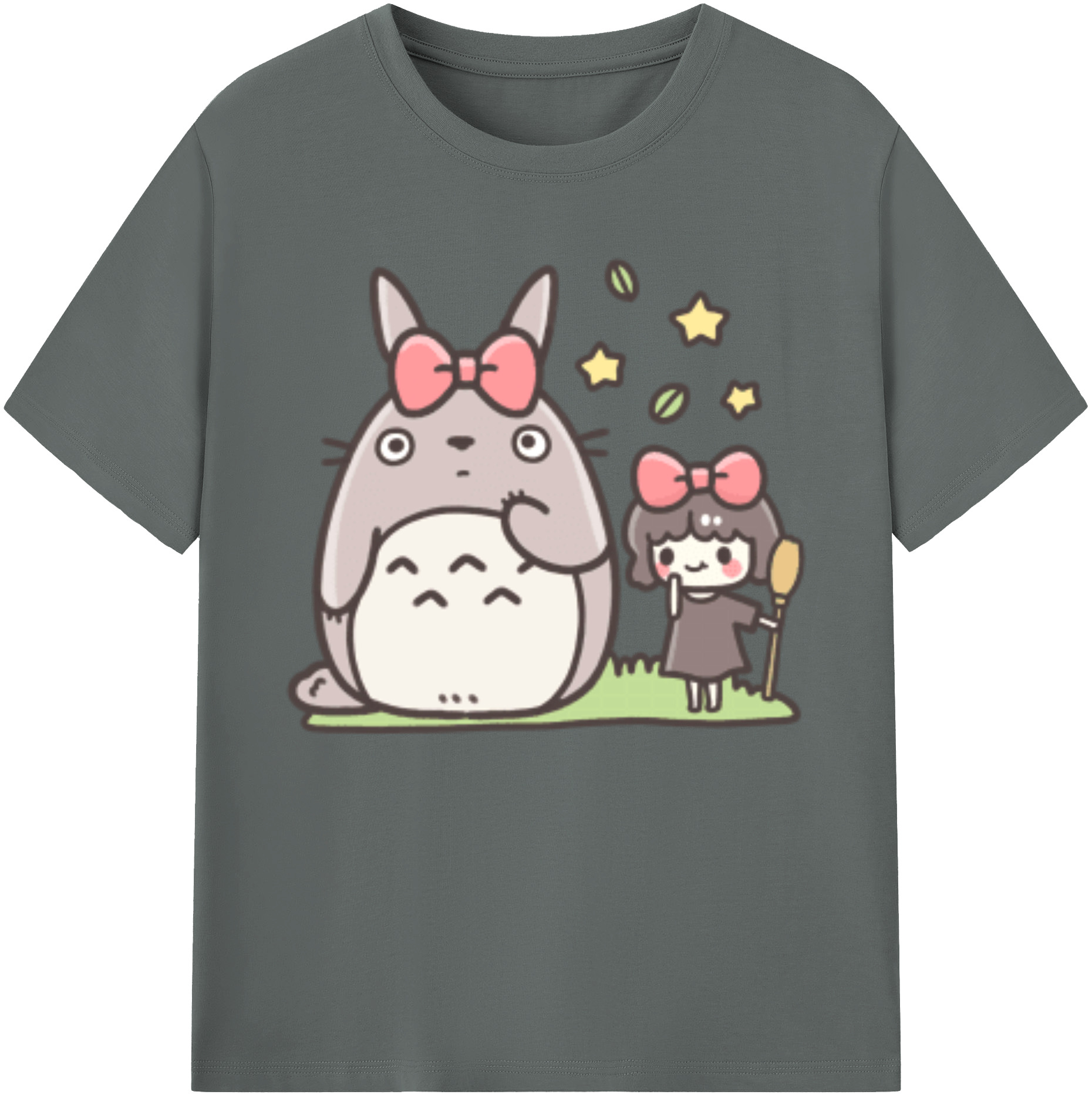 （画像用） となりのトトロ 草壁メイ 草壁サツキ My Neighbor Totoro Satsuki Kusakabe Mei Kusakabe 綿100％ メンズ半袖Tシャツ｜肌触りやわらか＆通気性